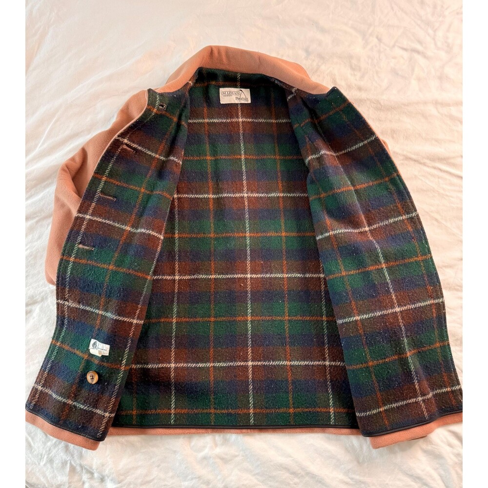 Vintage Camel Wool Coat 70s 80s Jacket Plaid Lined Winter Coat Women’s S-M - Picture 8 of 12